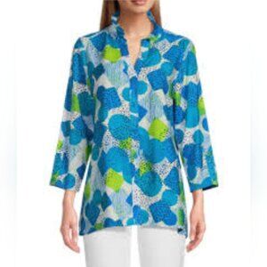 NWT Multiples Montego Bay Sz PS Blouse Shirt 3/4 Sleeve Wire Collar Multicolor